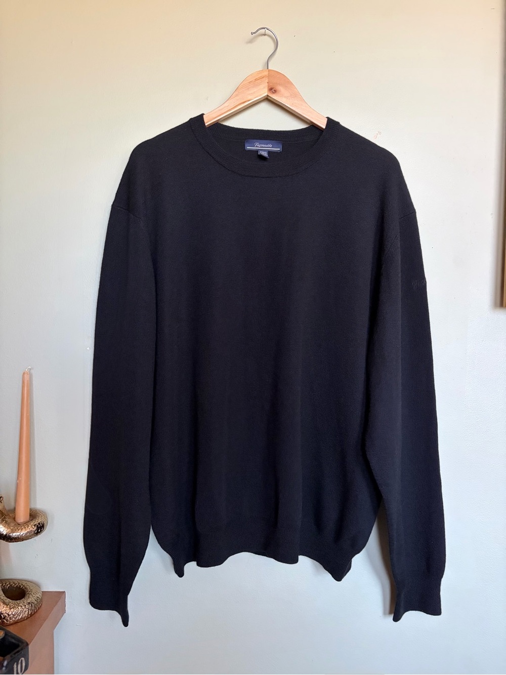 Faconnable Men’s 100% Merino Wool Black Crewneck Sweater Size XXL Old Money Fall
